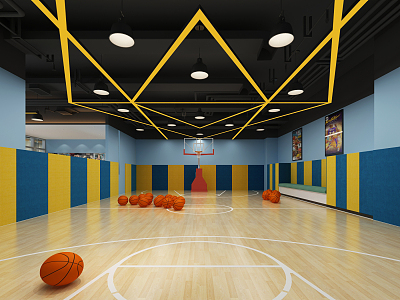 Modern Basketball Court Children's Basketball Court Chandelier Basketball Frame 3d model