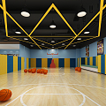 Modern Basketball Court Children's Basketball Court Chandelier Basketball Frame 3d model