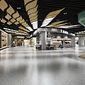 Spacious Modern Shopping Mall Lobby With Unique Ceiling Decor And Polished Floor