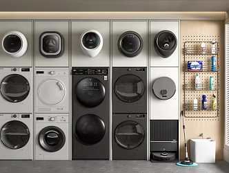 Washing Machine Dryer Washing Machine Cabinet Laundry Room Wall Mounted Washing Machine Sweeping Robot 3d model