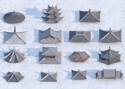 Chinese style roof eaves pavilion roof slope roof ancient building roof ancient building door head 3d model