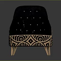 Luxury Navy Blue Accent Chair With Tufted Backrest Gold Metal Legs And Swirl Pattern Trim