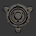 Industrial Mechanical Device Featuring Orange Cylinder And Circular Metal Base