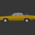 Vintage Yellow And Black Classic Sedan Car With Retro Design