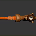 Handcrafted Wooden Smoking Pipe With Curved Stem And Carved Brown Bowl