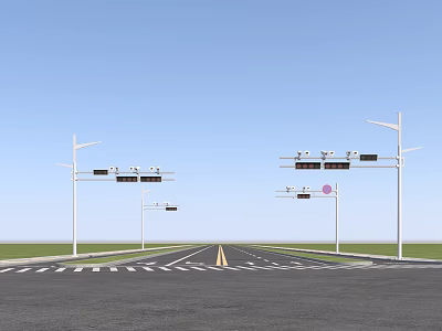 Outdoor Street Lights On Light Poles For Road Intersection Illumination And Traffic Safety 3d model