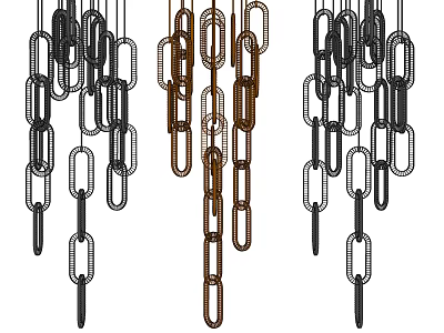 Elegant Chain Design Chandelier with Hanging Black Brown Metal Chains 3d model