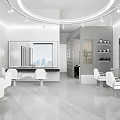 Modern White Beauty Salon Interior With Mirrors Chairs And Workstations