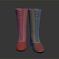 Trendy Long Boots With Brown Upper And Orange Sole And Toe Lace Up Design
