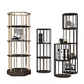 Modern bookshelf decorative rack combination 3d model