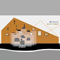 Showroom Exhibition With Golden Geometric Background Wall Medals Certificates White Stands And Black Products