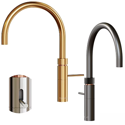 Modern Faucet Designs With Curved Spouts And Gold Black Color Finishes 3d model