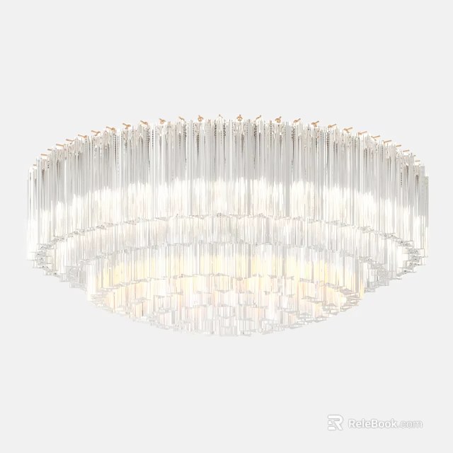 Elegant Modern Crystal Ceiling Light With Layered Transparent Design And Bright Illumination 3d model