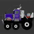 Purple Heavy Duty Truck Model Featuring Big Tires And Unique Design