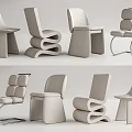Modern Stylish Leisure Chairs With Curved Upholstered Seats And Metal Frames