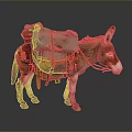Detailed Artistic Donkey Sculpture With Saddle And Pack On Gray Background