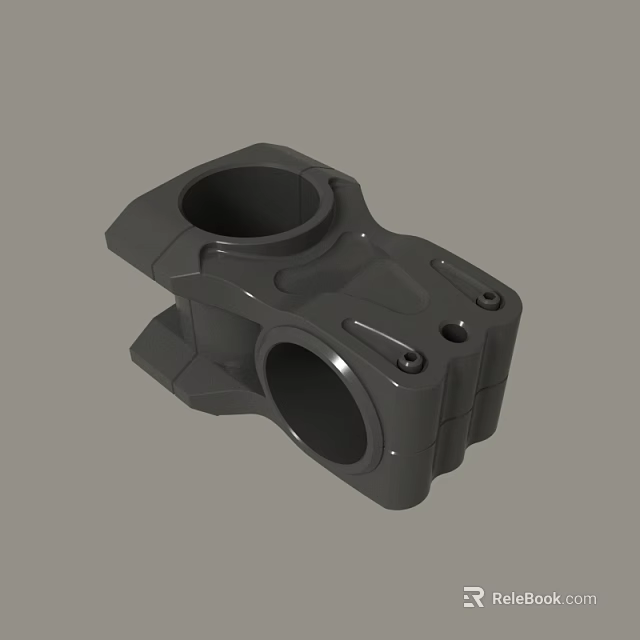 Gray Mechanical Part Structure Featuring Circular Holes And Bolt Holes 3d model 