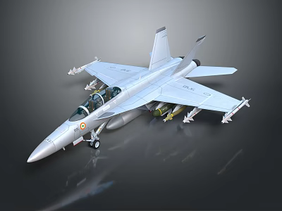 Detailed Military Aircraft Model With Cockpit Weapons And Wings On Dark Background 3d model