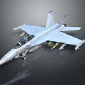 Detailed Military Aircraft Model With Cockpit Weapons And Wings On Dark Background
