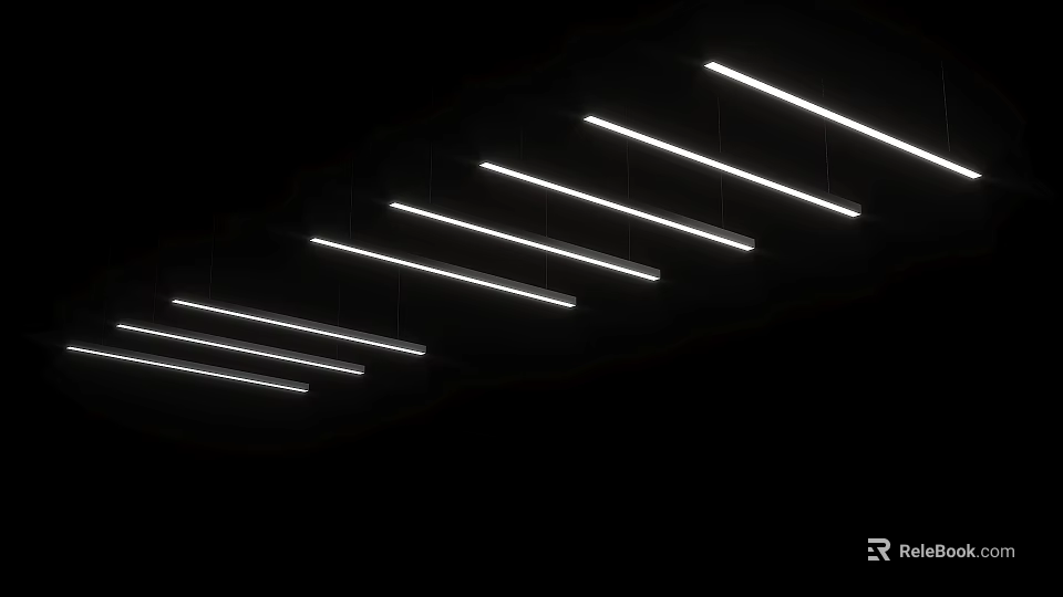 Live Stream Room Modern Lighting Setup With White Linear Strip Lights 3d model 