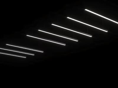 Live Stream Room Modern Lighting Setup With White Linear Strip Lights 3d model