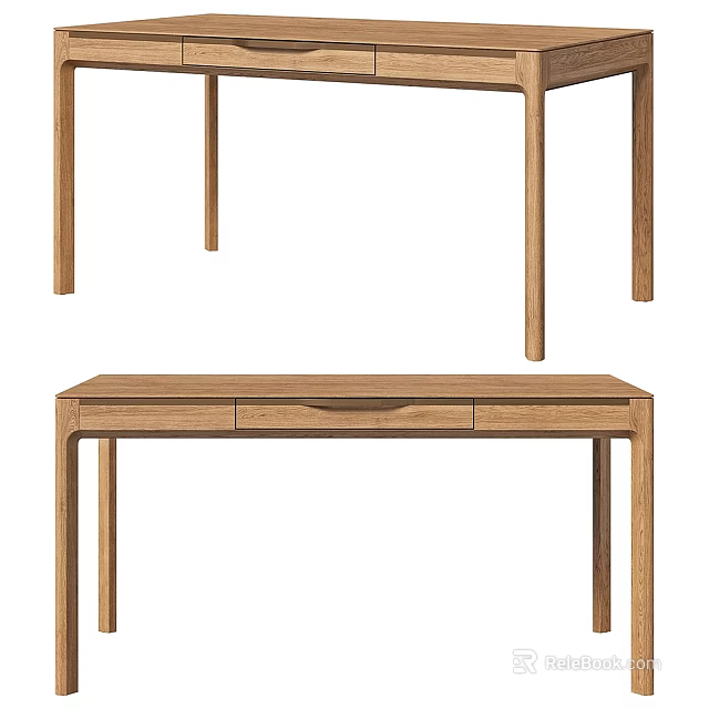 Minimalist Wooden Dining Table Set With Drawer And Simple Design Elements 3d model