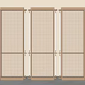 Modern Room Divider With Metal Frame Grid Pattern Three Panel Interior Partition 3d model