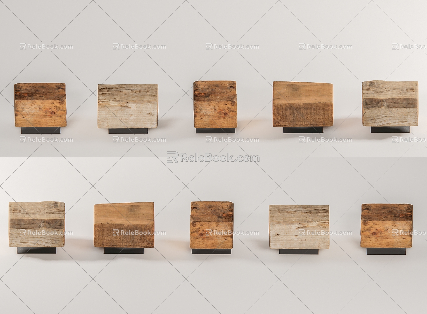 Wooden Bench Wooden Bench Wooden Chair Block Bench Wooden Blocks 3d model