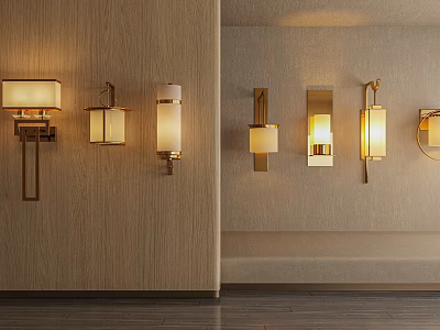 Elegant Modern Wall Lamps For Home Interior With Glass Shade Metal Frame Warm Lighting 3d model