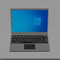 Modern Electronic Laptop With Blue Windows Screen Keyboard And Touchpad