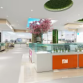 Modern Electronic Store Display Cabinets Featuring MI VIVO Brands and Glass Countertops in Store Environment