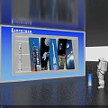 Shanghai Science and Technology Museum Background Wall with Display Window Astronaut Rocket Buildings Space Elements 3d model