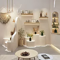 Modern Boutique Store Interior With Sofa Coffee Table Bookshelves And Green Plants