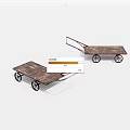 Vintage Wooden Carts With Metal Wheels And Long Handles For Transport