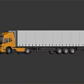 Three Colored Cargo Trucks With White Trailers On Black Reflective Surface