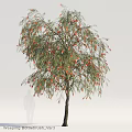 Decorative Ornament Set Featuring Green Leaves And Red Fruits Tree For Home Decor