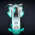 Mercedes Aerodynamic Race Car With Silver Teal Body And PETRONAS Branding