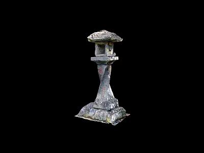 Traditional Stone Outdoor Lamp with Carved Pillar and Classic Lantern Top Design 3d model