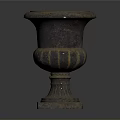 Classical Stone Flower Pot Sculpture With Intricate Carved Details On Pedestal Base