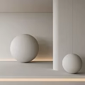 Minimalist Interior Wall Design With Neutral Beige Finish And Decorative Spheres Decoration