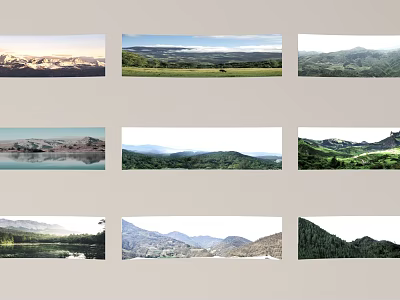 Diverse Scenic Landscapes Featuring Snowy Mountains Grasslands Lakes Forests And Open Skies 3d model
