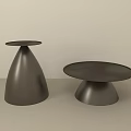 Modern Conical Base Side Tables With Round Top And Dark Brown Finish 3d model