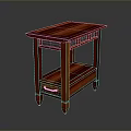 Modern Wooden Stool With Red Finish Drawer And Lower Shelf Design