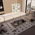 Modern Sofa Coffee Table Combination Multi-person Sofa Leisure Chair Floor Lamp Side Bookshelf 3d model