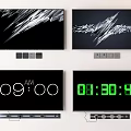 Modern Flat Screen TVs with Digital Time Display and Abstract Patterns 3d model