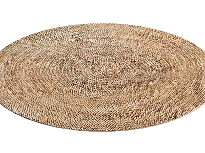 Natural Woven Brown Round Rug With Concentric Textured Patterns For Living Room Decor 3d model