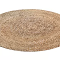 Natural Woven Brown Round Rug With Concentric Textured Patterns For Living Room Decor