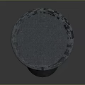 Gray Military Style Cap With Red Band And Round Badges