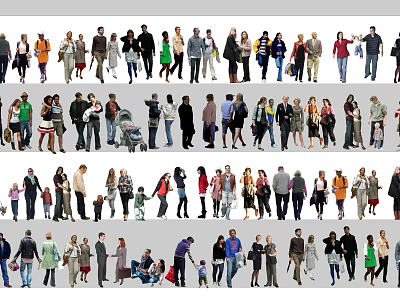 Group Of Diverse People In Different Outfits And Poses 3d model