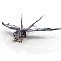 Mythical Dragon With Purple Silver Scales Spreading Wings On White Surface